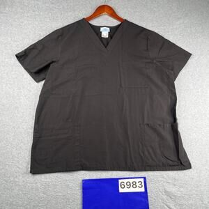 SB Scrubs Top Womens Size XL Black Pockets V Neck